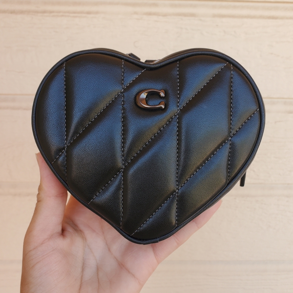 Coach Quilted Heart Bag Black Small